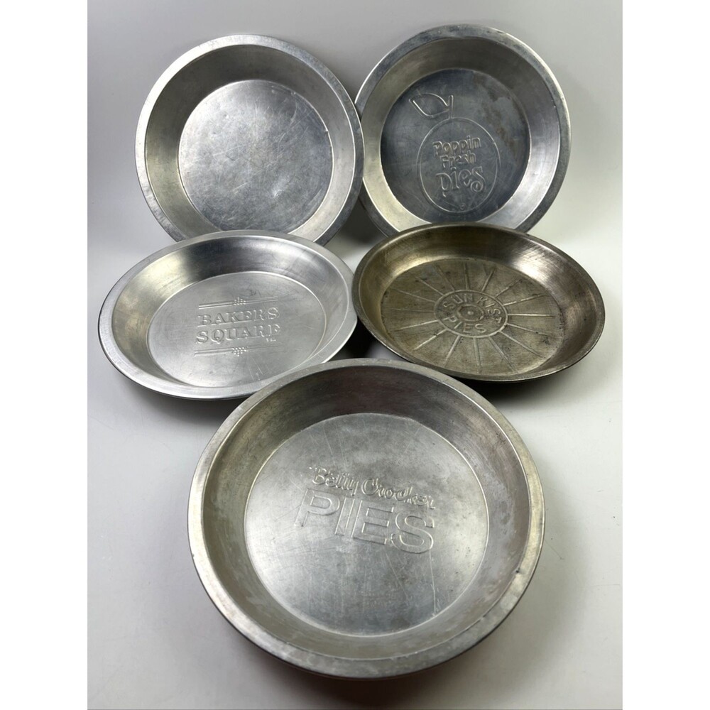 5 Vintage Pie Tins: Sunkist, Bakers Square, Poppin' Fresh, Betty Crocker, Misc.